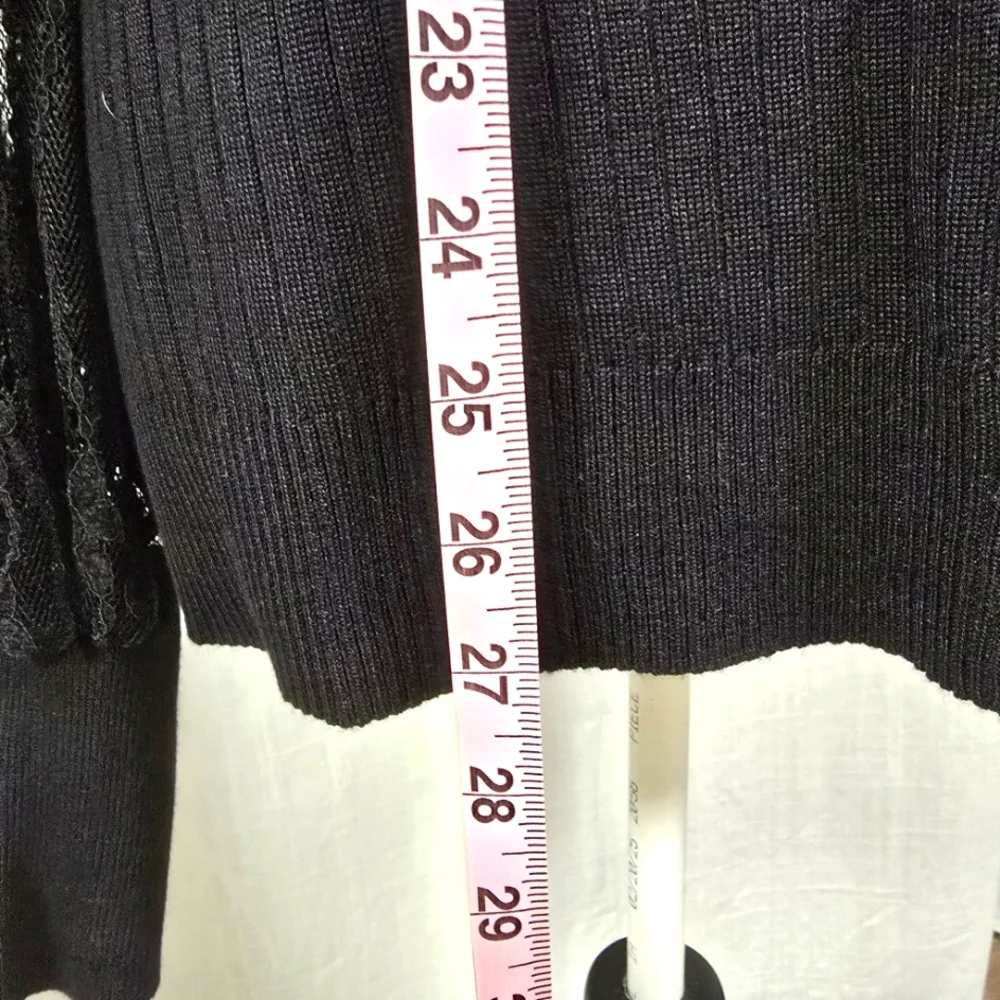 2/$30 Absolutely Famous Black Rib Knit Sweater Lace Sleeves Plus Size 1X - Picture 3 of 11